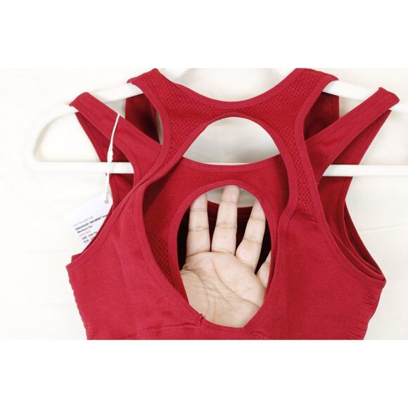 Fresought Activewear Sport Bra Padded Wicking Women M Athleisure Top Burgundy - Picture 4 of 8